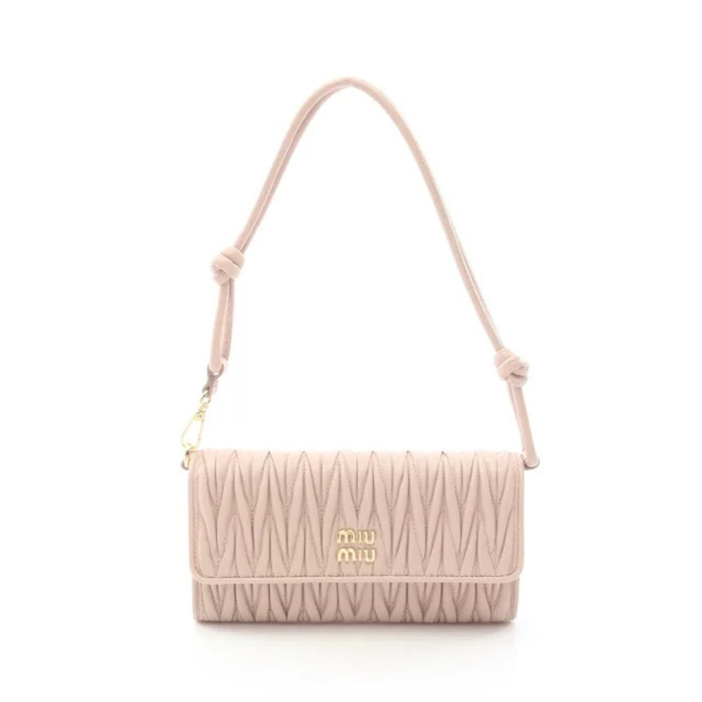 Miu Miu Matelasse Shoulder Bag Leather Pink